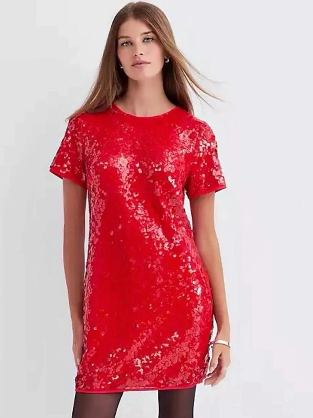LOFT Red Sequin Mini Dress Size Medium Like New